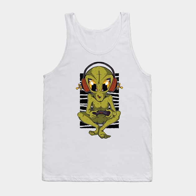 The green  Alien Gamer Tank Top by FelippaFelder